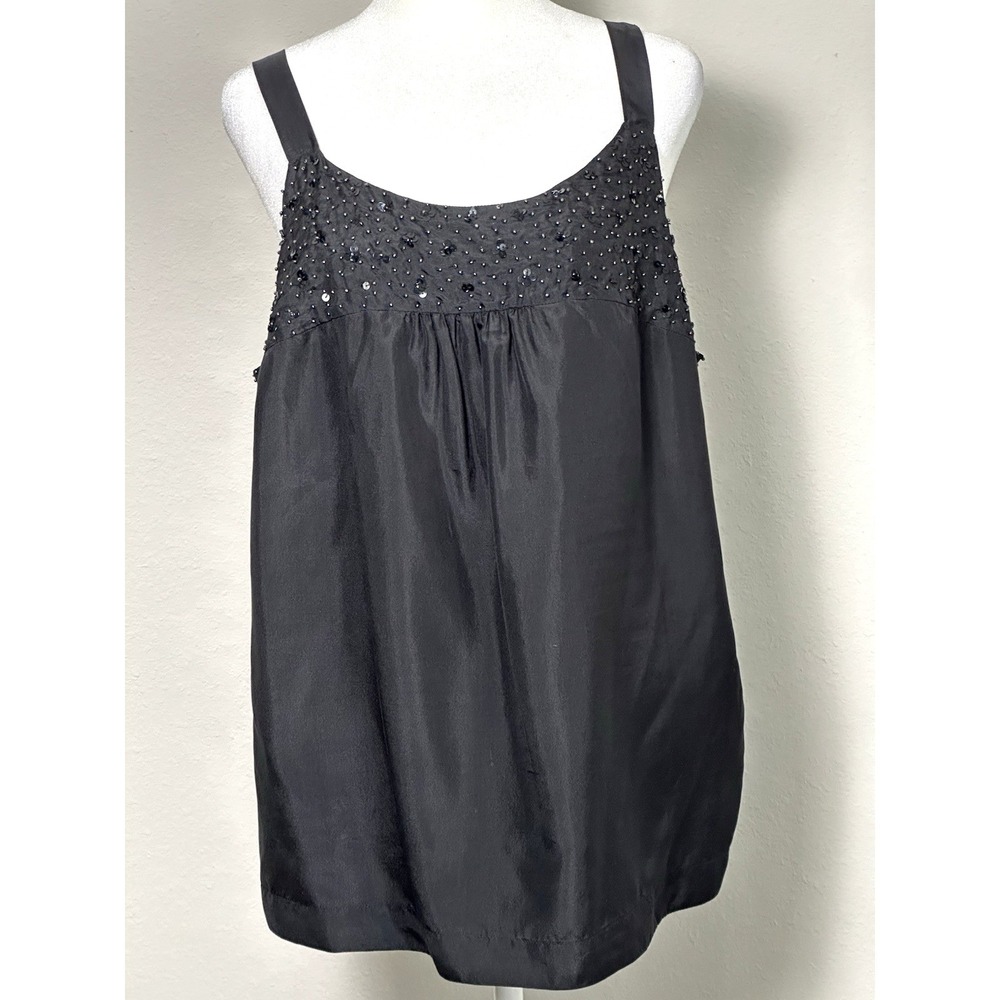 Eileen Fisher‎ Black Sequins Evening Flowy Top Size PL 100% Silk